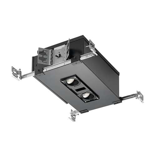 Juno Aculux AX2SQ 2A 08LM 30K 80CRI 18D ZT MVOLT ICAT Recessed Lighting 2 inch 2 Heads LED New Construction IC Square Adjustable Housing 800 Lumens, 3000K Color Temperature, 80 CRI, Spot Beam, 120-277V 0-10V Dimmable Light