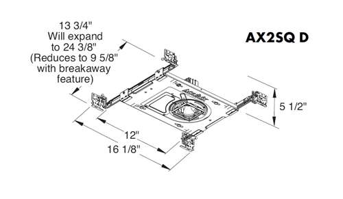 Juno Aculux AX2SQ D 08LM 30K 80CRI 45D ZT MVOLT CP ICAT Recessed Lighting 2 inch LED New Construction IC Square Housing 800 Lumens, 3000K Color Temperature, 80 CRI, Wide Flood Beam, 120-277V 0-10V Dimmable Light