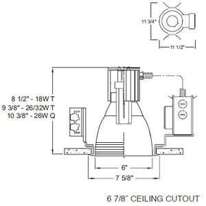Juno Aculux Recessed Lighting CV6-126-32T-DB277 6" Vertical 26 Watts or 32 Watts Triple Tube CFL Downlight, with 277V Dimming Ballast