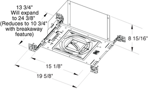 Juno Aculux Recessed Lighting IC13SQ (IC13SQ) 3-1/4 inch Line Voltage New Construction IC Open Aperture Square Adjustable Housing, PAR16/PAR20, 120V