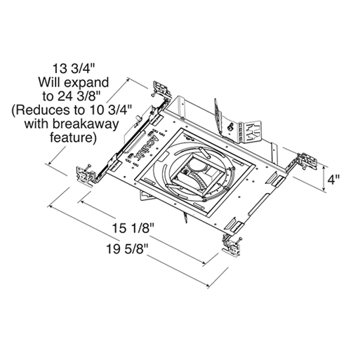 Juno Aculux Recessed Lighting IC412LPSQ-927-S-A Low Profile 3-1/4 inch LED New Construction Square Adjustable IC Housing, 1200 Lumens, 2700K Color Temperature, 90 CRI, Spot Beam, 120-277V, DALI Dimming
