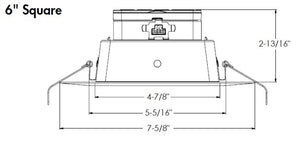 Juno JPDZ6 SQDB ALO10 SWW5WD 90CRI 120 FRPC BWH Podz 6" LED Downlight, Square Downlight Baffle, Adjustable Lumen Output, Switchable White 2700K-5000K + WarmDim (2850K-1900K), 90 CRI, 120V Forward/Reverse Phase Cut, 5% Dim, Black, White Trim Ring