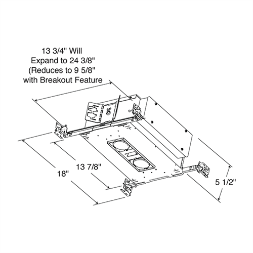 Juno Aculux Recessed Lighting TC210LSQ2A-930-W-U 2 inch 2 Heads LED New Construction Standard Square Adjustable Housing 1000 Lumens, 3000K Color Temperature, 90 CRI, Wide Flood Beam, 120-277V 0-10V Dimmable Light