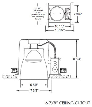 Juno Aculux TC62  Recessed Lighting 5-5/8 inch Line Voltage New Construction Standard  Open Aperture Housing PAR30/PAR38 Downlight