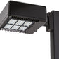 Lithonia KAD LED 60C 1000 50K R5 120 SPUMBAK04 DDBTXD 216W LED Contour Soft Square Area Light, 60 LEDs, 1000mA, 5000K, Type V Distribution, 120V, 4" Arm Square Area Light Pole Adaptor, Textured Dark Bronze
