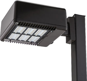Lithonia KAD LED 60C 1000 50K R5 120 SPUMBAK04 DDBTXD 216W LED Contour Soft Square Area Light, 60 LEDs, 1000mA, 5000K, Type V Distribution, 120V, 4" Arm Square Area Light Pole Adaptor, Textured Dark Bronze
