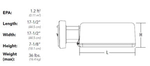 Lithonia KAD LED 60C 1000 50K R5 120 SPUMBAK04 DDBTXD 216W LED Contour Soft Square Area Light, 60 LEDs, 1000mA, 5000K, Type V Distribution, 120V, 4" Arm Square Area Light Pole Adaptor, Textured Dark Bronze
