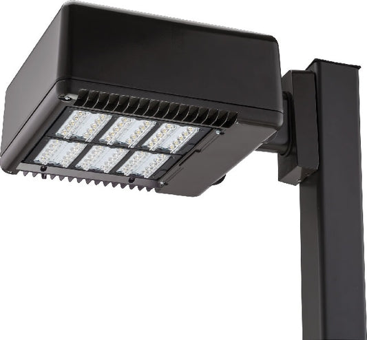 Lithonia KAD LED 60C 1000 50K R5 120 RPUMBAK04 DDBTXD 216W LED Contour Soft Square Area Light, 60 LEDs, 1000mA, 5000K, Type V Distribution, 120V, 4" Arm Round Pole Adaptor, Textured Dark Bronze