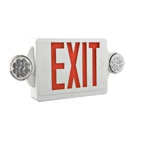 Lithonia LHQM LED R HO SD Two 1.5W / 9.6V Quantum LED Exit-Unit Combo with High Output Battery, White Housing, Red Letter, Self-Diagnostics