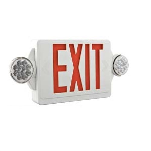Lithonia LHQM LED R HO SD Two 1.5W / 9.6V Quantum LED Exit-Unit Combo with High Output Battery, White Housing, Red Letter, Self-Diagnostics