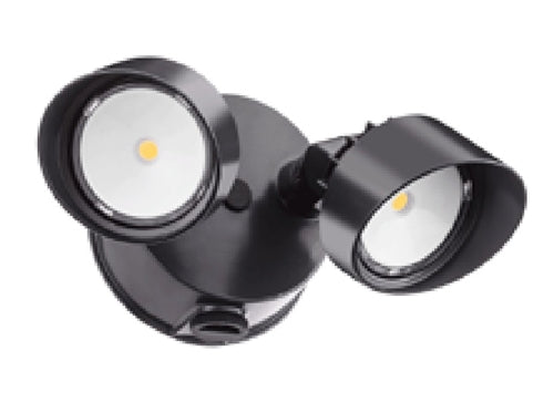 Lithonia OLF 2RH 40K 120 PE BZ 25W LED Outdoor Security Floodlight, 2 Round Heads, 4000K Color Temperature, 120 Volts, Dusk-to-Dawn Photocell, Bronze Finish