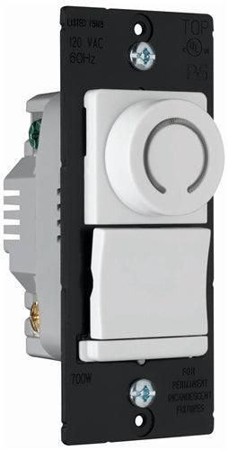 Wattstopper DRCL453PW 450W CFL/LED, 700W Incandescent Single Pole/3-Way, Preset Rotary Dimmer, White